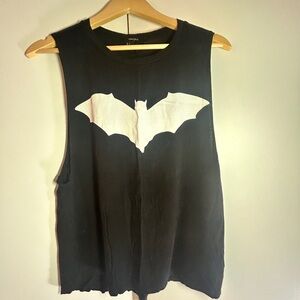 Black Tank Top with White Bat Design